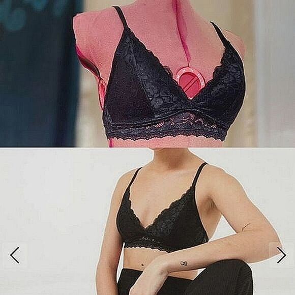 Rose + Vine black floral lace triangle bralette - Picture 2 of 8